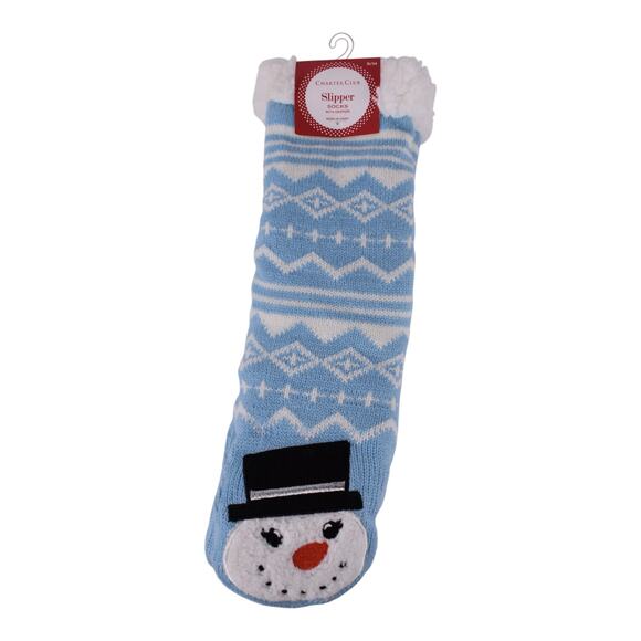 Charter Club Snowman Slipper Socks – Blue & White - TWO pairs - Picture 3 of 5